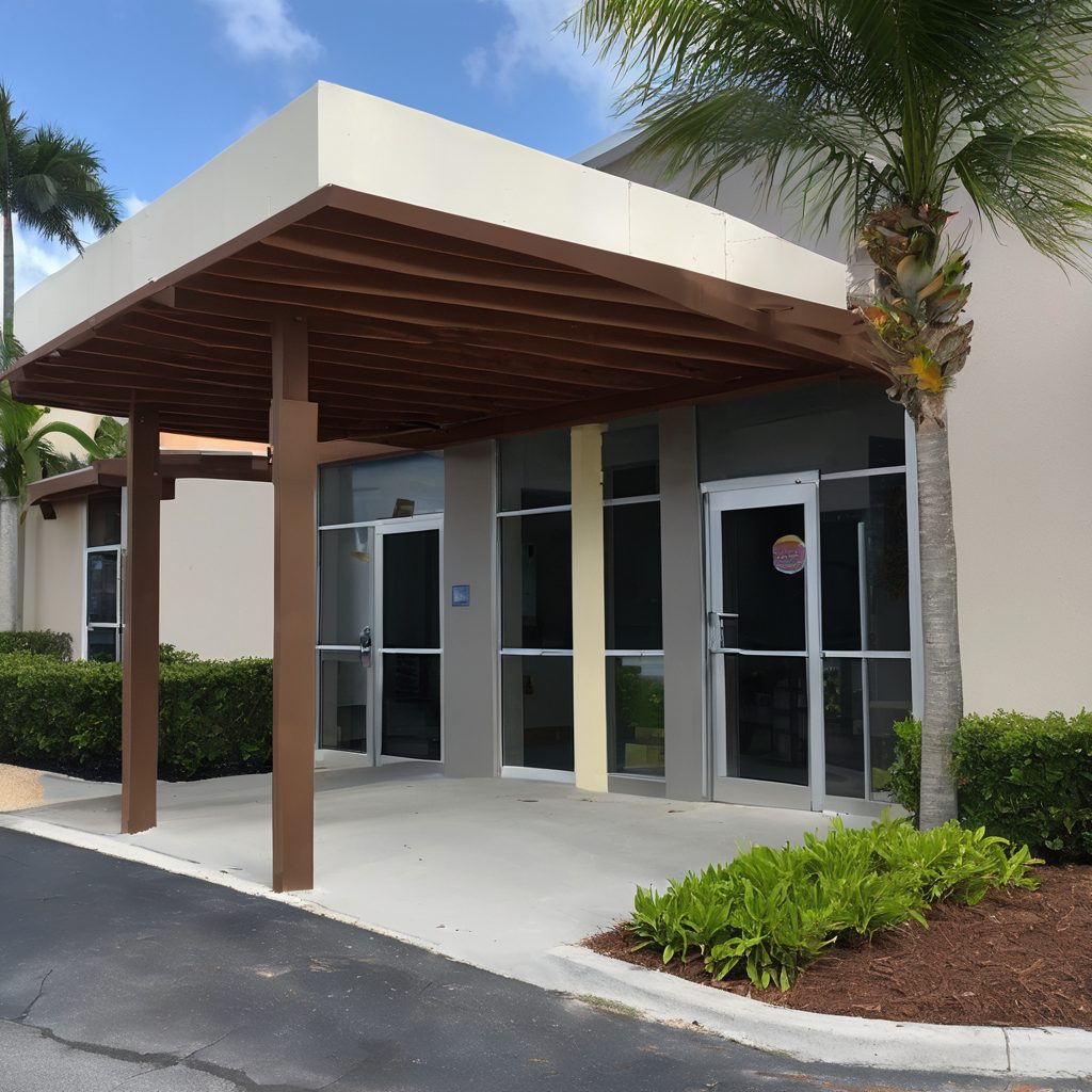 Welcoming pet care facility entrance with professional friendly setting
