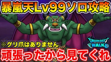 【ドラクエウォーク】暴嵐天Lv99ソロ攻略!! 再現性は低いけど頑張ったから見て欲しい!!【DQW】
