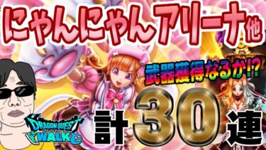 【ドラクエウォーク】絶好調で連続武器獲得!?にくきゅうミトンを獲得できるのか!?無課金勇者のにゃんにゃんアリーナ装備他30連!!