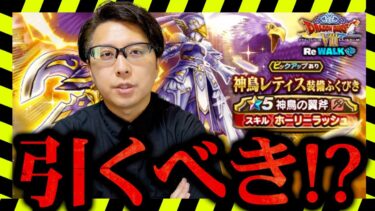 【ジェム投入あり？】神鳥レティス装備ふくびきを徹底評価！微課金でも狙うべき性能とは？新ガチャ性能はいかに！？【ドラクエウォーク】
